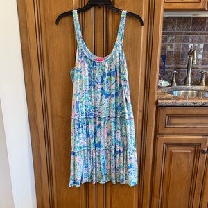 Lilly Pulitzer Loro Sleeveless Tiered Dress.  Cotton, pattern Multi Dream Team.